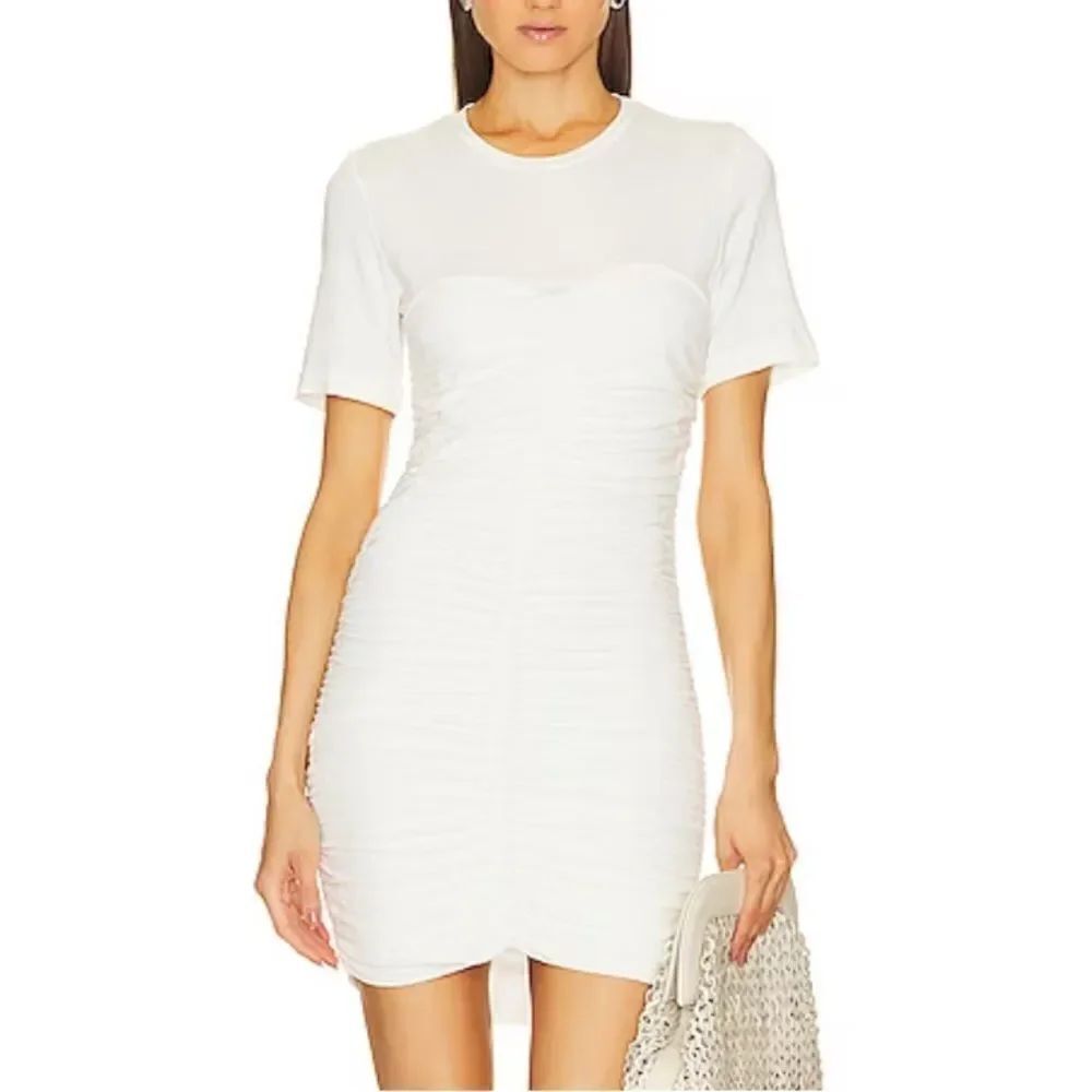 NWT Jonathan SIMKHAI Standard Jaslene Mini T Shirt Dress in White XL Revolve